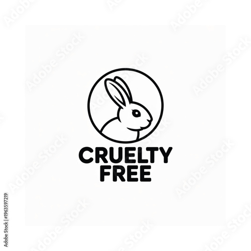 Cruelty free logo featuring a rabbit head within a circular frame