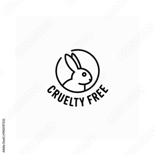 Simple line art illustration of a rabbit with cruelty free text