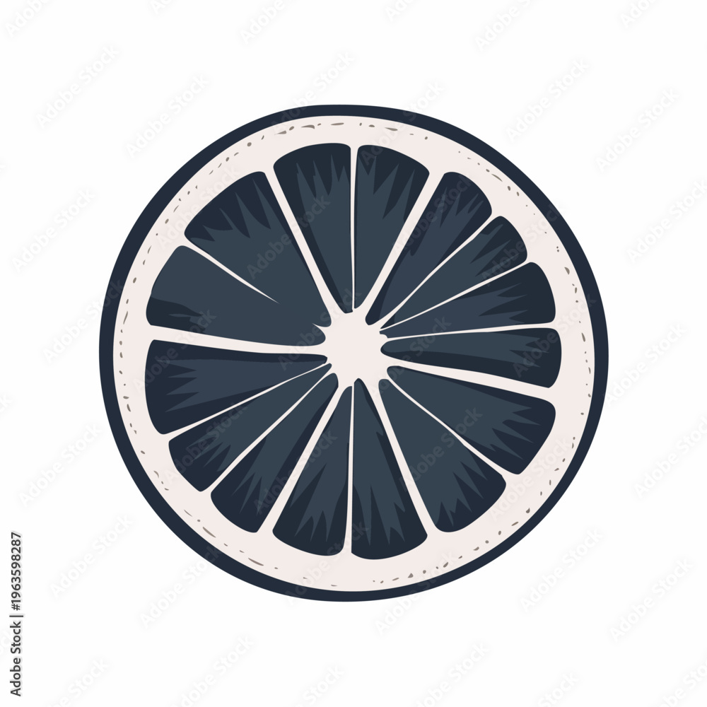 Obraz premium Black and white lemon slice illustration.