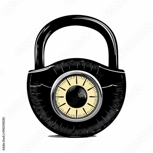 Combination Lock with Dial Closeup.