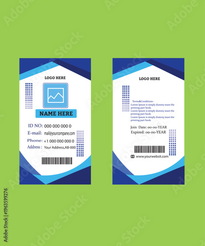 Modern Corporate ID Card Template Design With Employee Identity Details