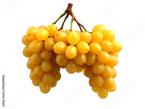yellow grapes bunch isolated on transparent background