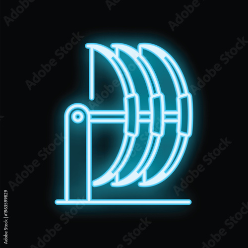 Blue neon sign representing a drakkar, a type of longship used by the vikings, perfect for any business related to scandinavian culture