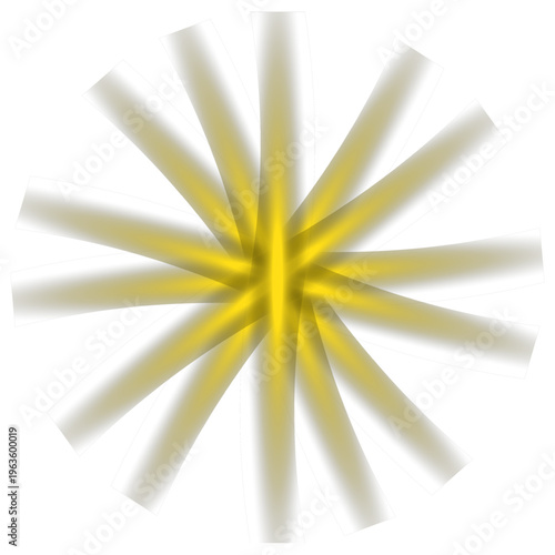 Golden starburst radial light rays with glowing center, abstract energy explosion background for modern design and digital artwork.