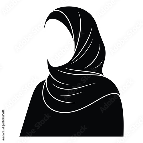 A striking black silhouette of a woman wearing a traditional hijab a beautiful silhouette