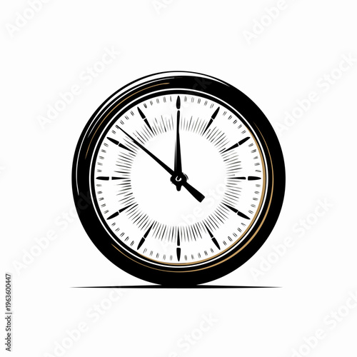 A black and white analog clock.