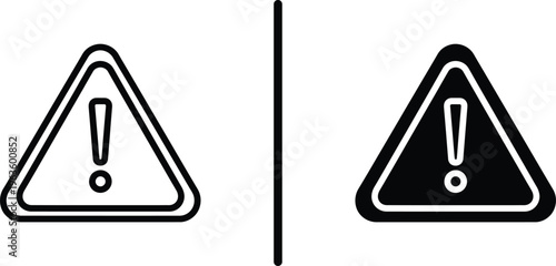 Two warning signs with exclamation marks on a white background