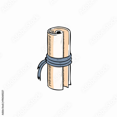 Rolled up paper tied with ribbon.