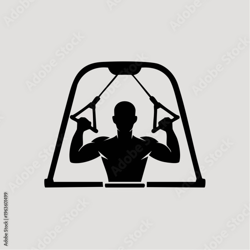 Black silhouette of man exercising with suspension trainer