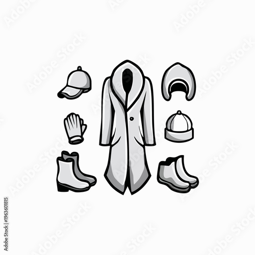 Collection of protective work wear clothing.