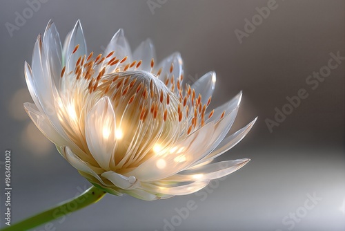 Extreme Macro View of Protea Flower With Sculptural Details in a Studio Setting