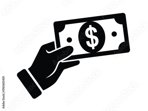 Payment with Money Flat Icon Representing Online Buying and Purchase of Goods for E-commerce Website Interface Design and Mobile App Financial Transaction Elements.