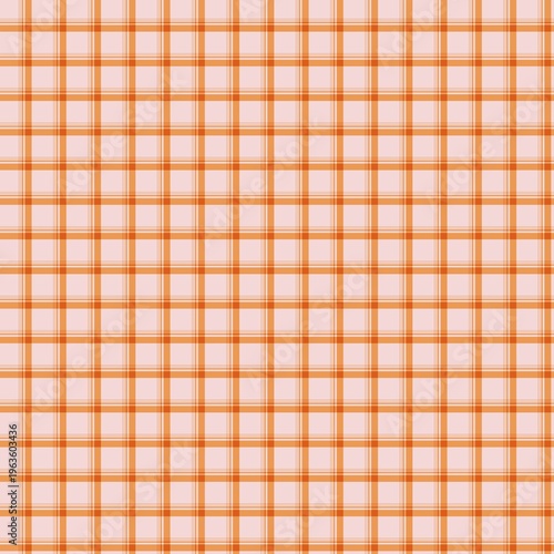 Seamless orange and pastel pink plaid pattern background. Minimalist geometric checkered fabric texture for textile, wrapping paper, or digital wallpaper design
