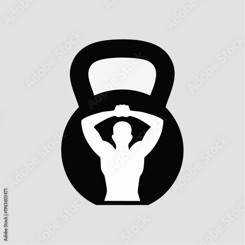 Black silhouette kettlebell fitness icon with weightlifter