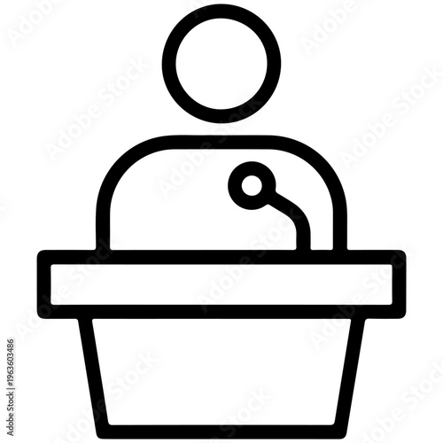 A person standing behind a podium with a microphone attached