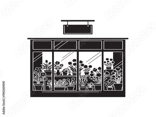 Enchanting flower shop window for romantic bridal boutique and florist branding