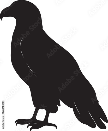 Standing Bald Eagle Silhouette Vector – American Eagle Bird Icon Symbol