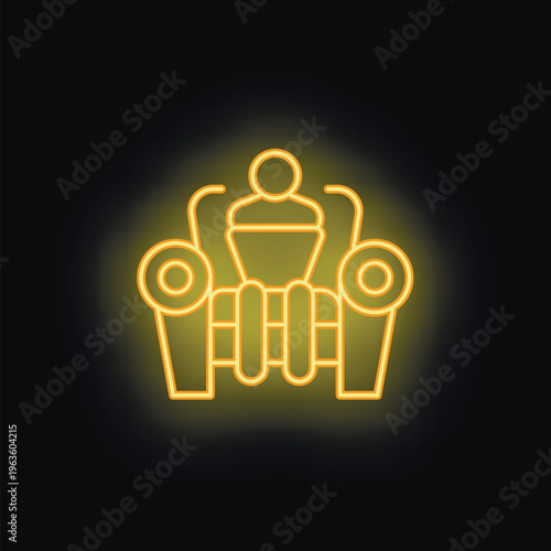 Yellow neon sign depicting a king sitting on his throne, representing power, monarchy and authority