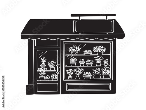 Authentic hand drawn floral silhouette for artisanal branding and illustrations