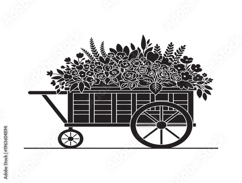 Delightful flower cart silhouette for farmers market and mobile florist branding