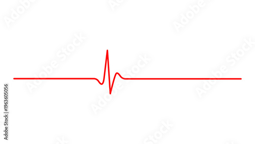 Simple Red Heartbeat Line Graphic on White Background Depicting ECG, Health, and Medical Care