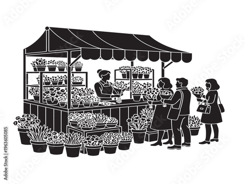 Inviting flower market stall for botanical fair and garden event branding