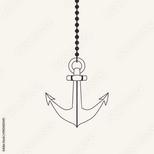Vertical Anchor Minimalist Wall Art, Faith Hope Stability Poster, Nautical Spiritual Symbol, Neutral Aesthetic Decor, Modern Minimal Line Illustration Design