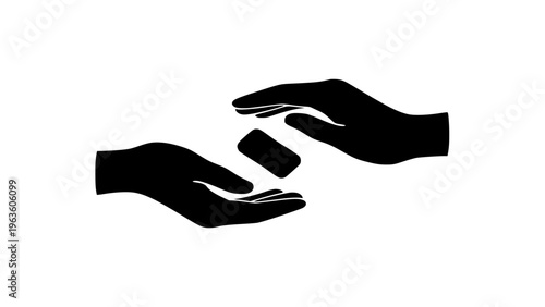 Hands exchanging object simple symbol black white icon 