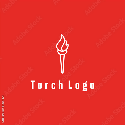 Modern Torch Logo Design Flame Light Energy Symbol Minimal Vector Icon Branding