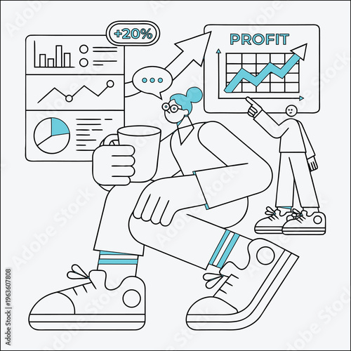WebFintech Business Growth Concept with Data Analysis and Investment Strategy