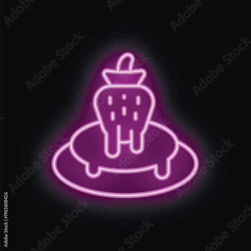 Bright purple neon sign of a delicious looking dessert, perfect for any restaurant or cafe