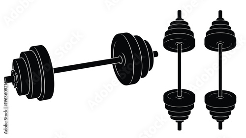Black weightlifting equipment depicted in a striking flat silhouette