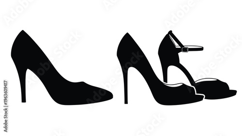 Elegant high heels displayed in a striking black silhouette
