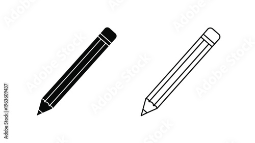 Two pencils in different orientations a bold black silhouette