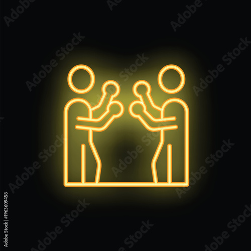 Neon sign of two boxers wearing boxing gloves fighting in a boxing ring