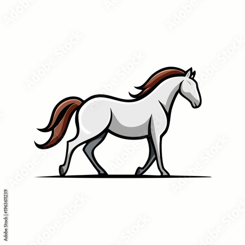 Gray Horse with Red Mane.