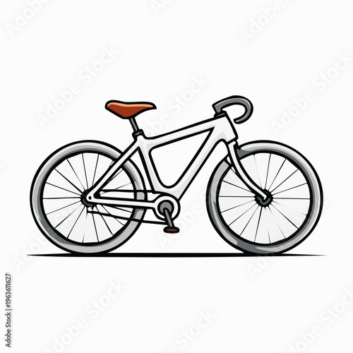 Modern bicycle with brown seat.