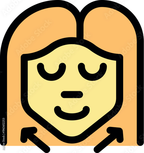 Arrows showing chin lifting massage for facial rejuvenation, skin care and anti aging massage