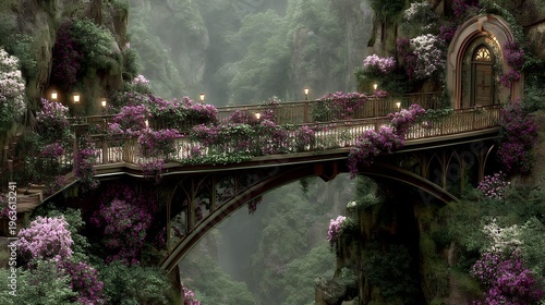 collapsed bridge over canyon with broken cables replaced