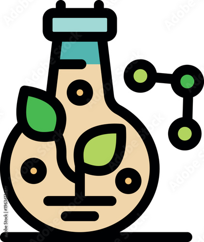 Biotechnology experiment with plant growing inside erlenmeyer flask, symbolizing scientific research and innovation
