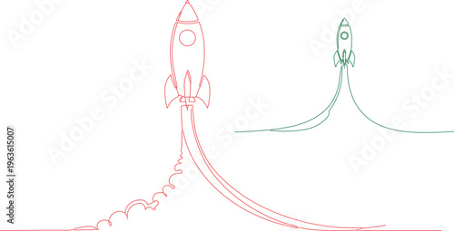 Rocket, launch, takeoff, success, growth, business, finance, vector icons