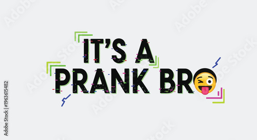 Funny prank text with laughing emoji and colorful graphics