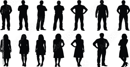 Collection of diverse human silhouette icons for design and illustration