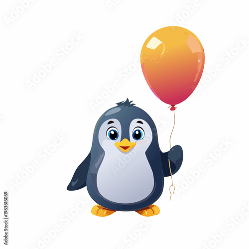 Pinguin mit Luftballon