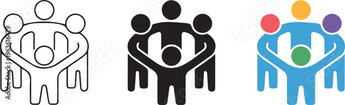 minimalist team building vector icon set