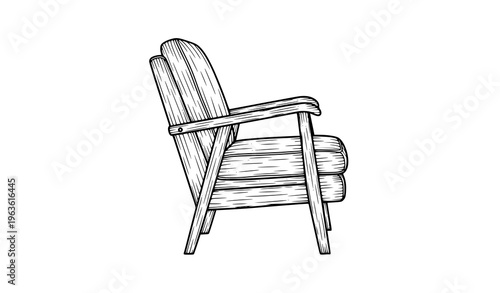 Hand-Engraved Easy Chair Vector Illustration Side View Ink Sketch for Interior Furniture
