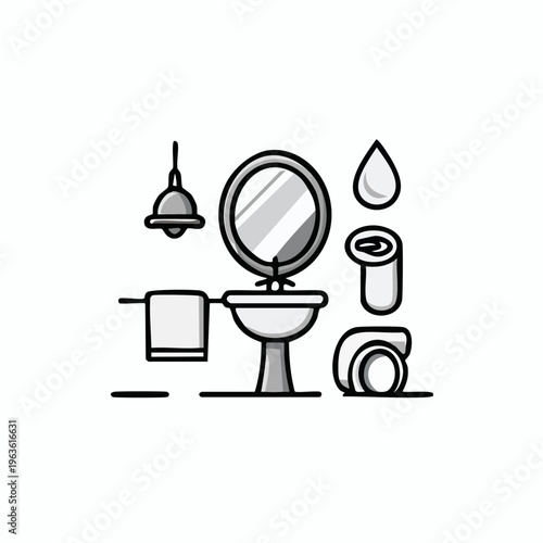 Toilet with bathroom accessories.