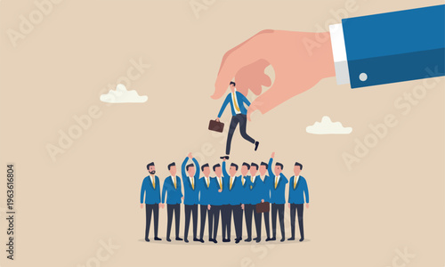 candidate minima shading success people concept businessman hand HR pick up winner from group of job candidate