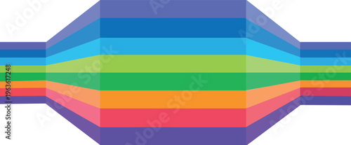colorful rainbow horizontal ribbon with pinched center geometric shape for diversity pride spectrum and creative abstract design isolated background.