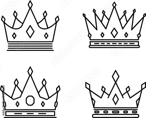 Four different crown designs with various details
